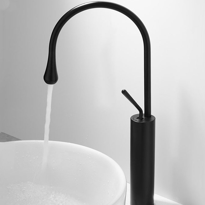 Matte Black Retro European Basin Faucet Heightened Hot Cold Water Mixer Taps Artistic Bathroom Basin Faucets