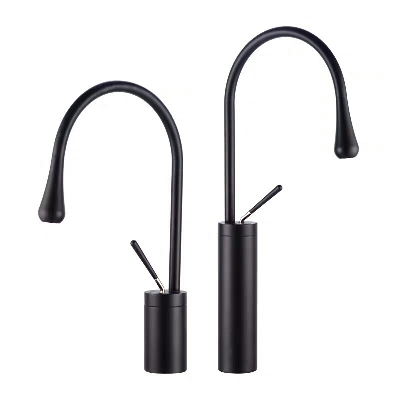 Matte Black Retro European Basin Faucet Heightened Hot Cold Water Mixer Taps Artistic Bathroom Basin Faucets