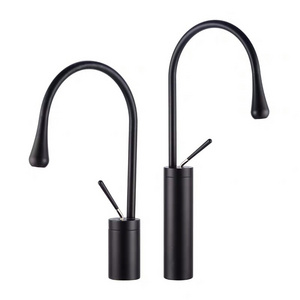 Matte Black Retro European Basin Faucet Heightened Hot Cold Water Mixer Taps Artistic Bathroom Basin Faucets