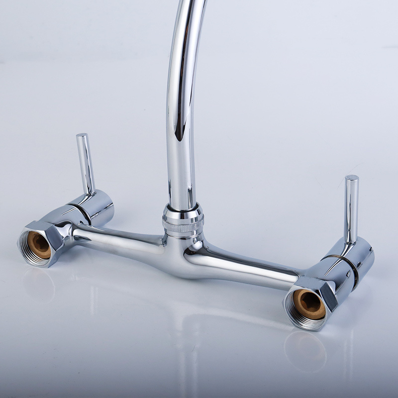 Economic Wall Mounted Zinc Dual Handle Hot Cold Water 360 Degree Bridge Kitchen Water Tap Faucet