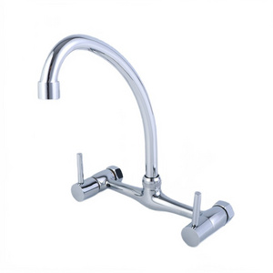 Economic Wall Mounted Zinc Dual Handle Hot Cold Water 360 Degree Bridge Kitchen Water Tap Faucet