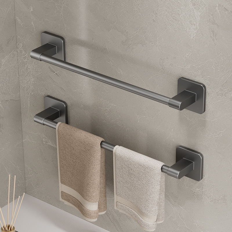 Bathroom Matte Black Brass Towel Bars Rails No Drilling Self Adhesive Stainless Steel Bath 304SUS Single Towel Holder Towel Rack