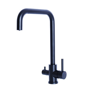 Dual Handle Hot Style Stainless Steel Filter Faucet Hot and Cold Mixer Taps Black Taps Kitchen Faucet with Filter