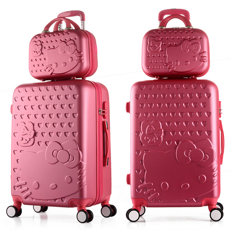 ABS pink suitcase children 20/24/28 inches travel suit case cute girl travel luggage sets