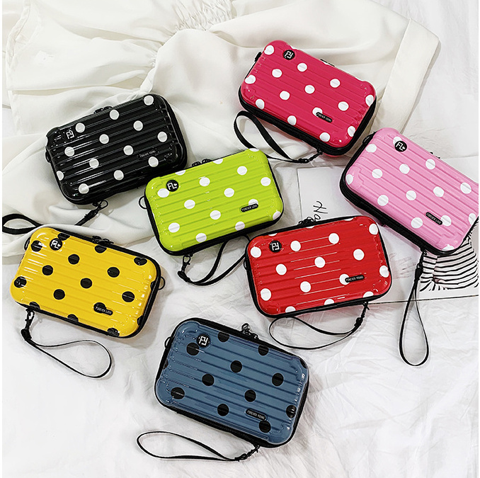 Mini suitcase clutch bag creative cosmetics digital products storage bag anti-fall zipper PC hard shell bag