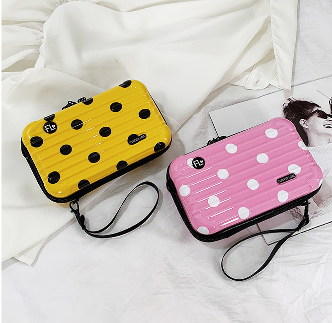 Mini suitcase clutch bag creative cosmetics digital products storage bag anti-fall zipper PC hard shell bag