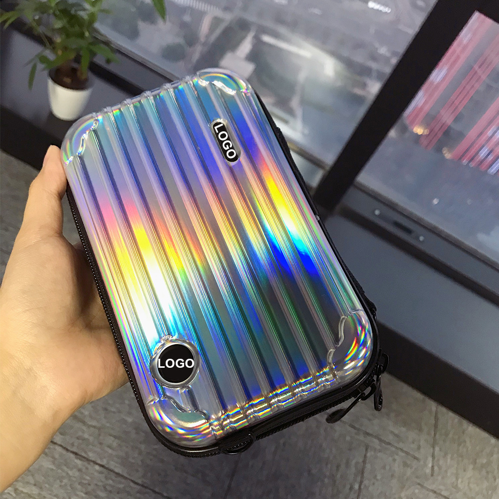 Mini suitcase clutch bag creative cosmetics digital products storage bag anti-fall zipper PC hard shell bag