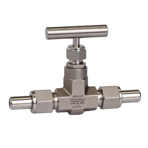 Compression fitting high pressure gas needle valve