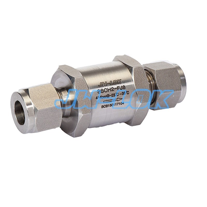 One way swing check valve for hydraulic and gas