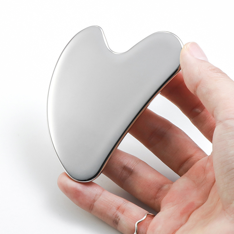 logo customized Face Lifting Heart Shape metal Guasha facial tool  Stainless steel scraping massager