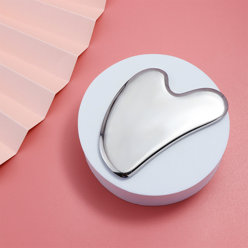 logo customized Face Lifting Heart Shape metal Guasha facial tool  Stainless steel scraping massager