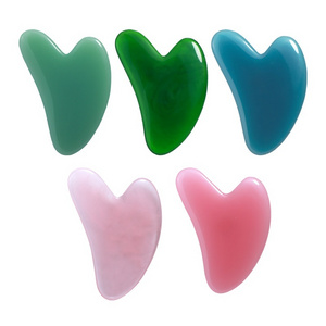 2024 Natural Heart Shape original Gua Sha real Stone massage Tool Pink Rose Quartz Jade Gua Sha Scrapers for Face Massage