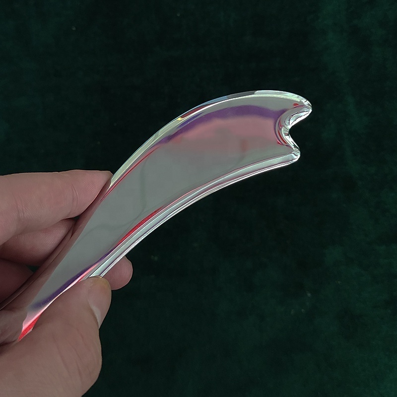 Custom Logo Face Gua Sha Massage Tool Facial Skin Roller Scraping Metal Stainless Steel Gua Sha and jade roller