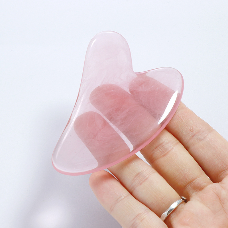 2024 Natural Heart Shape original Gua Sha real Stone massage Tool Pink Rose Quartz Jade Gua Sha Scrapers for Face Massage