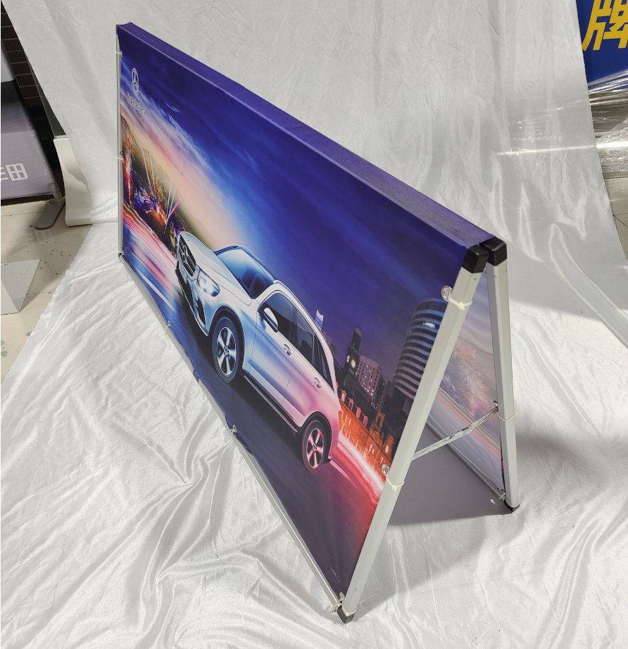 Portable Advertising Outdoor A Frame Aluminum Display Stand Double Side Vinyl Fabric Printing Pop up A Frame Banner