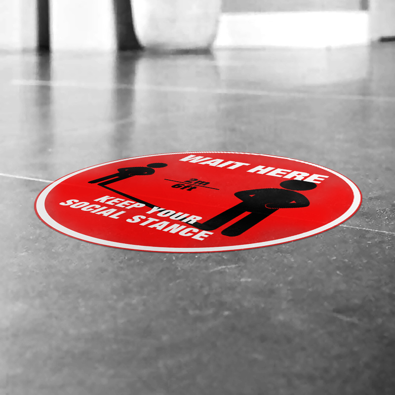 Custom Vinyl Floor Sticker   Keep Your Distance 6ft Wait Here Social Distancing Floor Sticker Decal