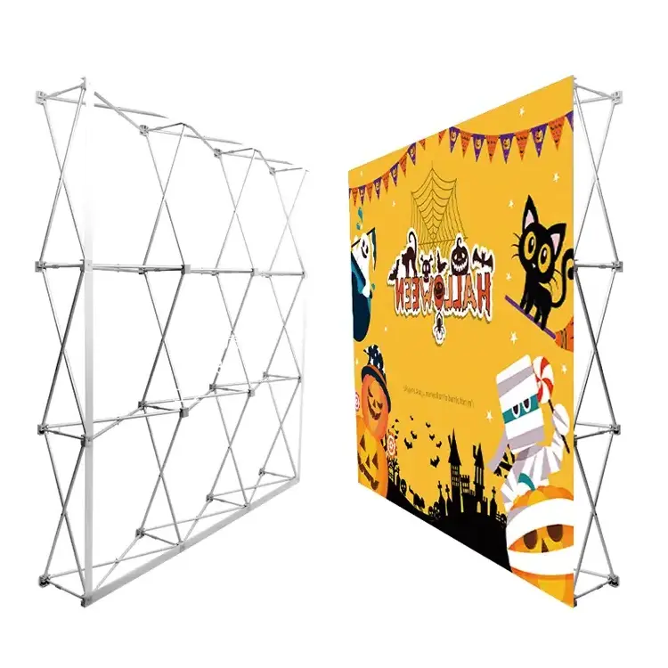 10ft  Pop Up Stand Tension Fabric Easy Tube Straight Booth Exhibit Backdrop Display Collapsible Banner Wall