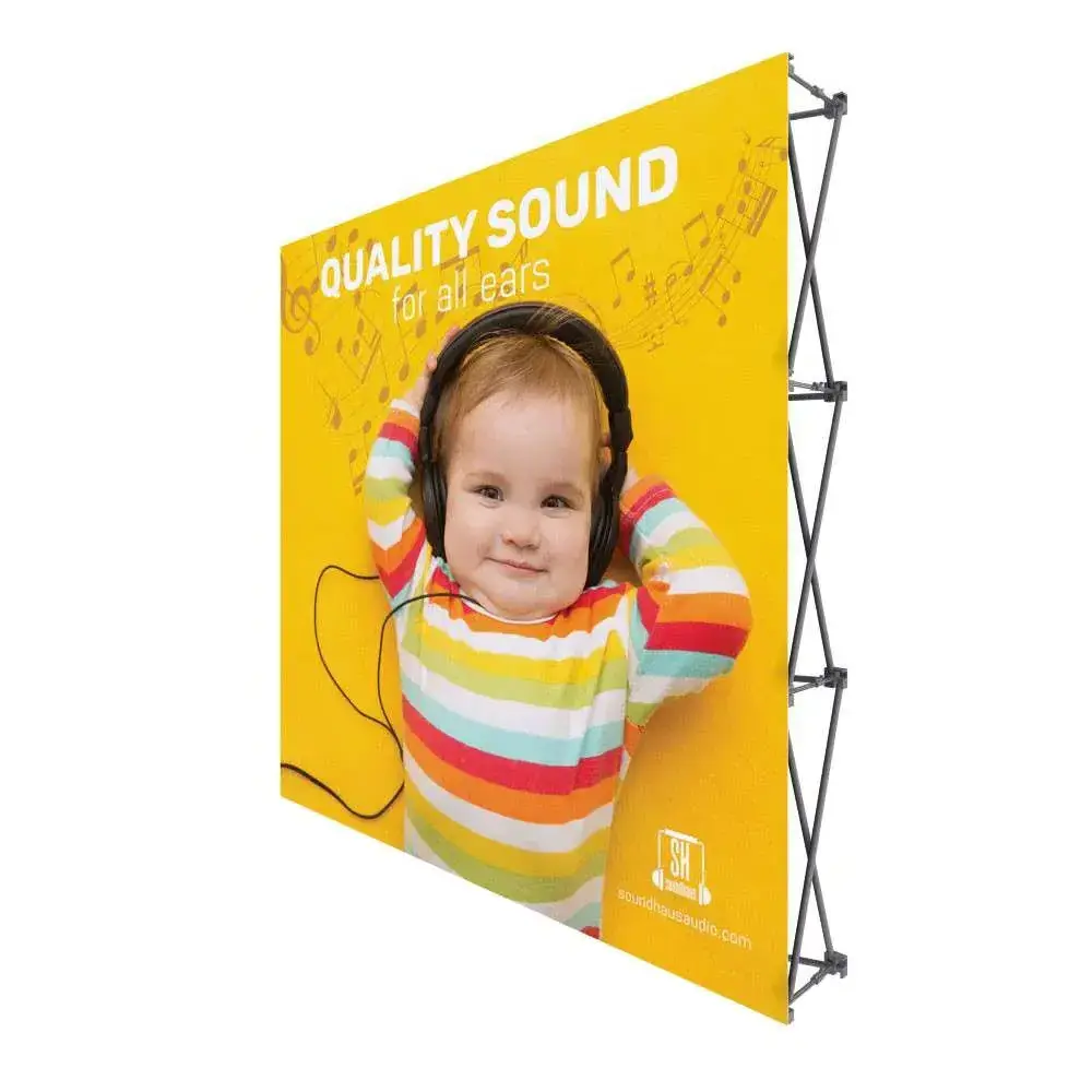 10ft  Pop Up Stand Tension Fabric Easy Tube Straight Booth Exhibit Backdrop Display Collapsible Banner Wall