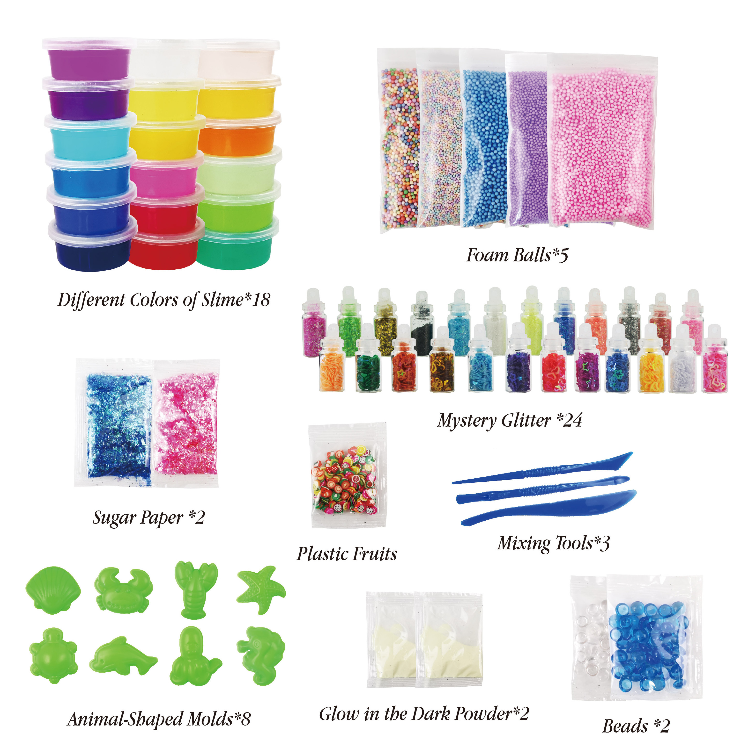 Wholesale Custom DIY Soft Butter Candy Stress Relief Fluffy Crystal Slime Making Kit With Foam Beads Balls