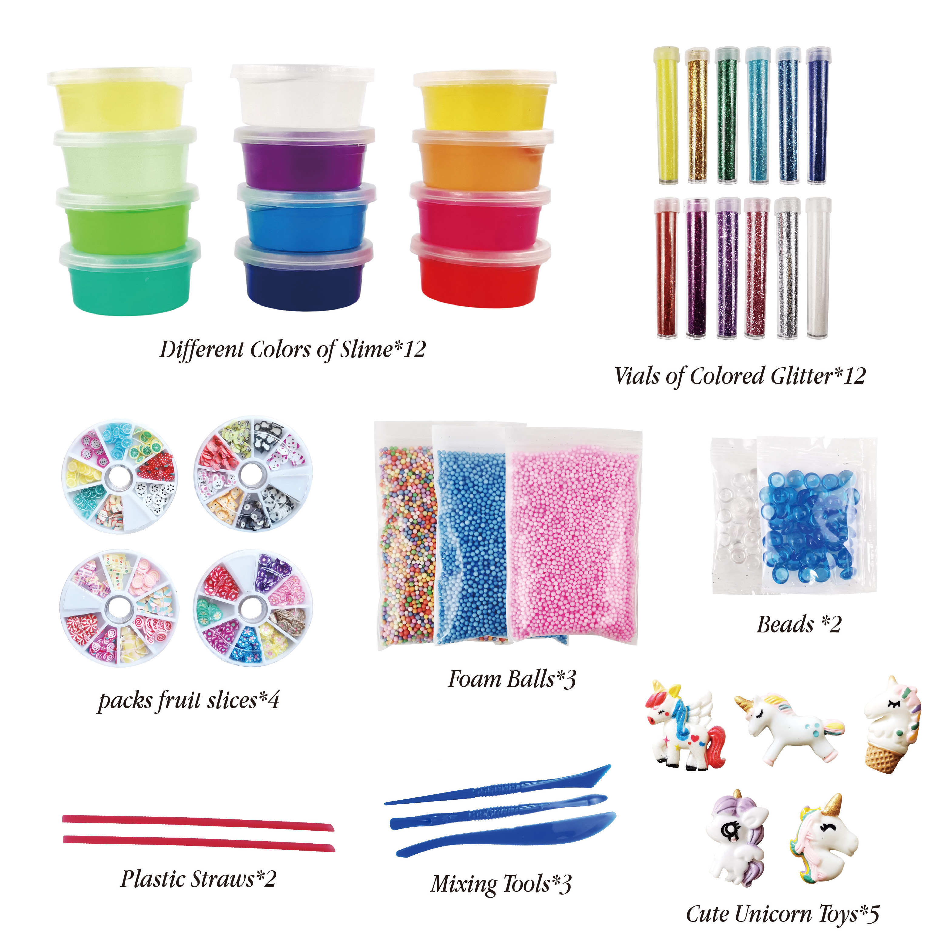 DIY Soft Butter Candy Stress Relief Fluffy Crystal Slime Making Kit With Foam Beads Balls