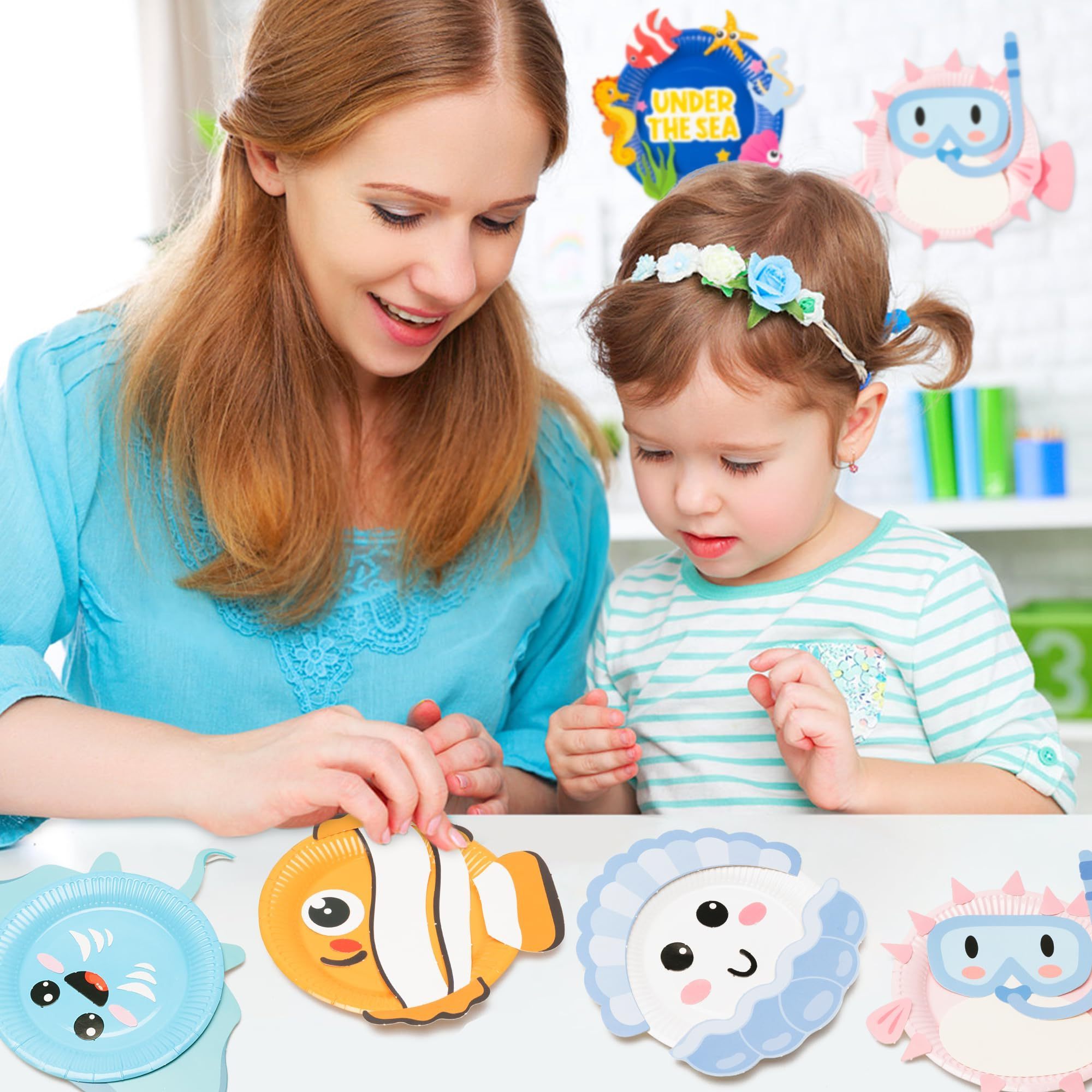 Decorations Preschool Classroom Activities DIY Handmade Sea Animal Crafts Toys Art Paper Plate Kit