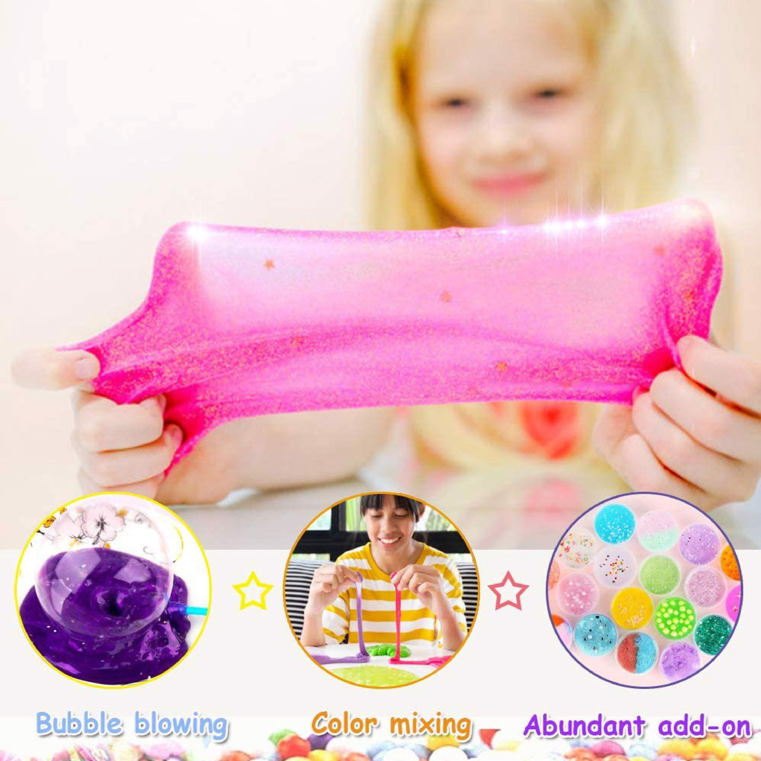 DIY Soft Butter Candy Stress Relief Fluffy Crystal Slime Making Kit With Foam Beads Balls