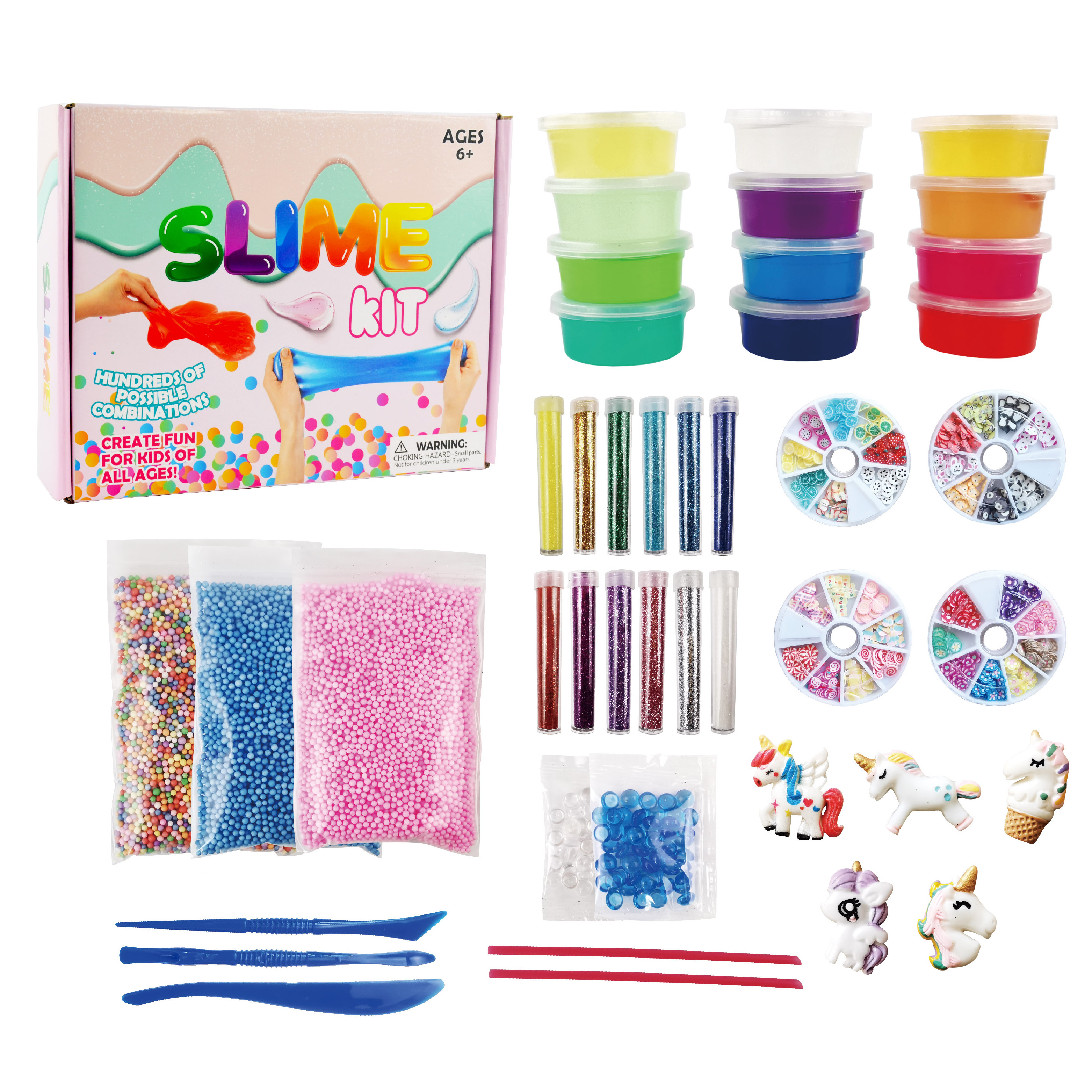 DIY Soft Butter Candy Stress Relief Fluffy Crystal Slime Making Kit With Foam Beads Balls