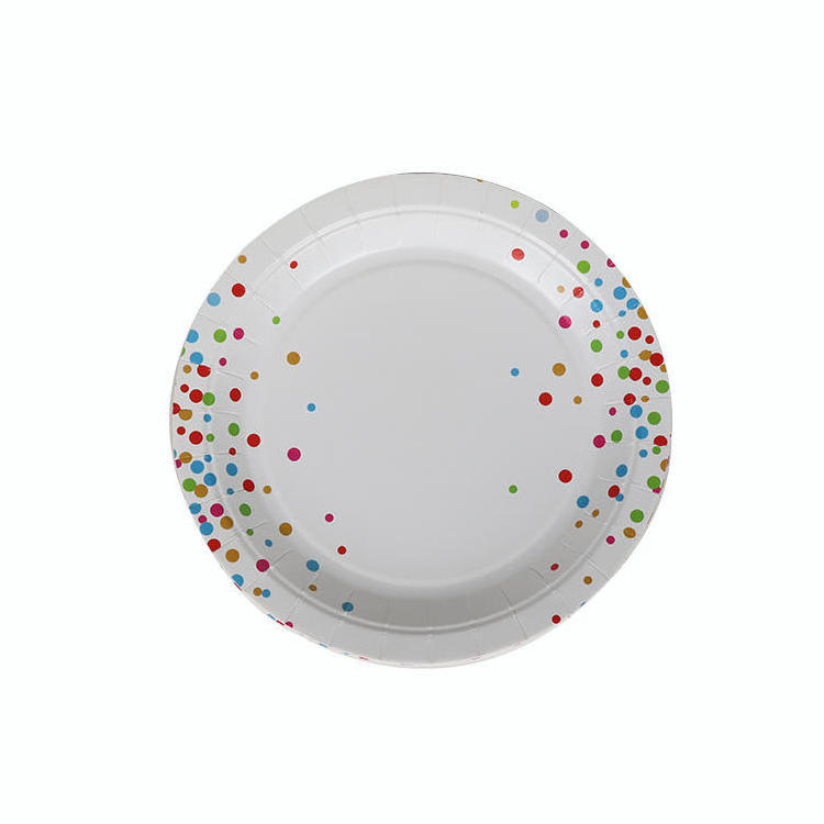 Eco-Friendly Disposable Greaseproof Cheap Printed Party Paper Dish Take Away Paper Plate