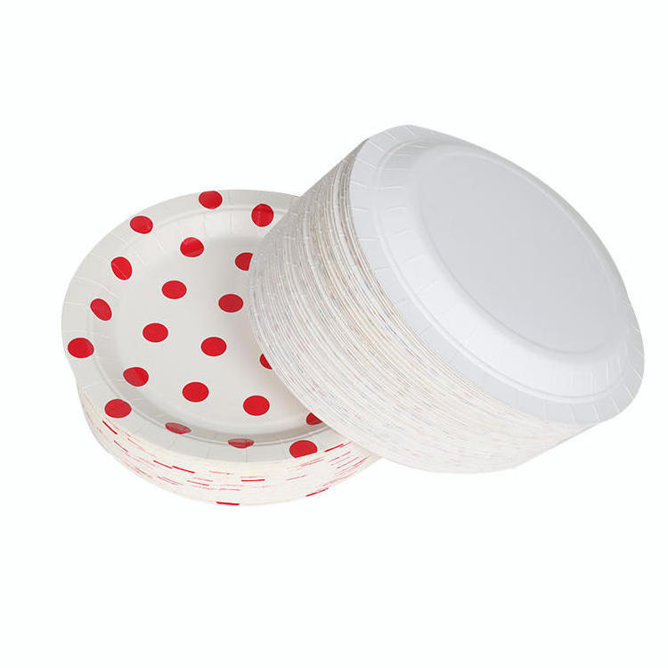 Eco-Friendly Disposable Greaseproof Cheap Printed Party Paper Dish Take Away Paper Plate