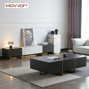 Hot selling new design modern luxury black rock slab living room coffee table for home decor