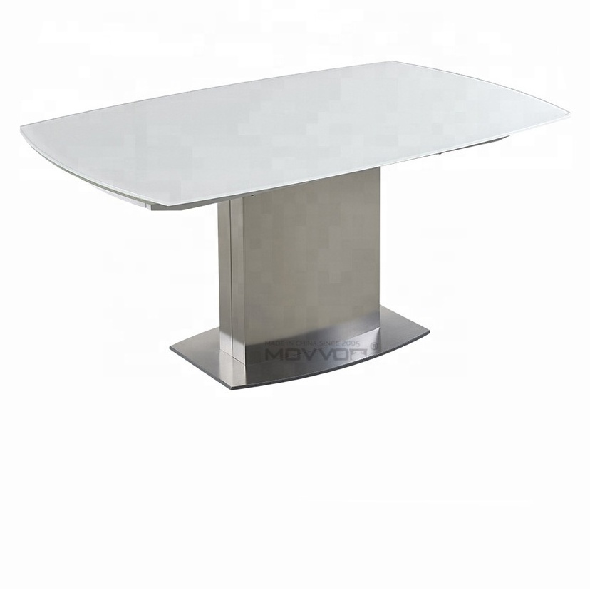 New rotating glass gray extended stainless steel base swivel dining table