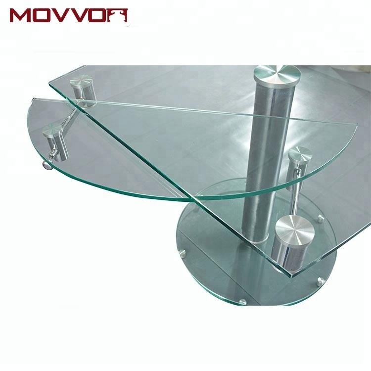 Most competitive producer adjustable pool glass Dining Table in expandable table