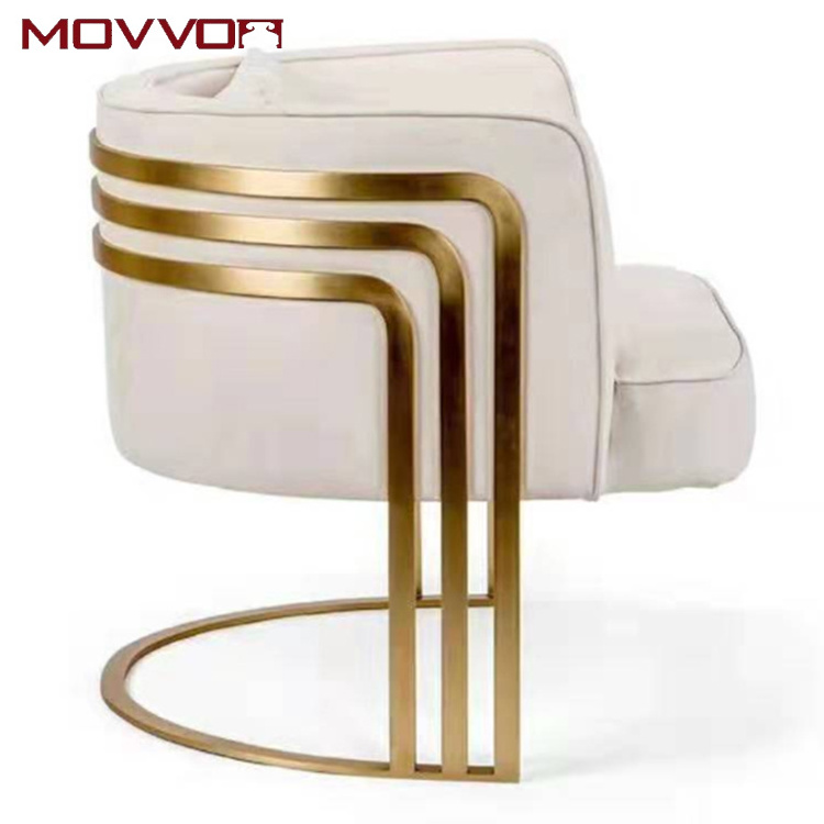 luxury modern white indoor fancy living room furniture stainless steel leg fabric or PU leather single leisure armrest chair