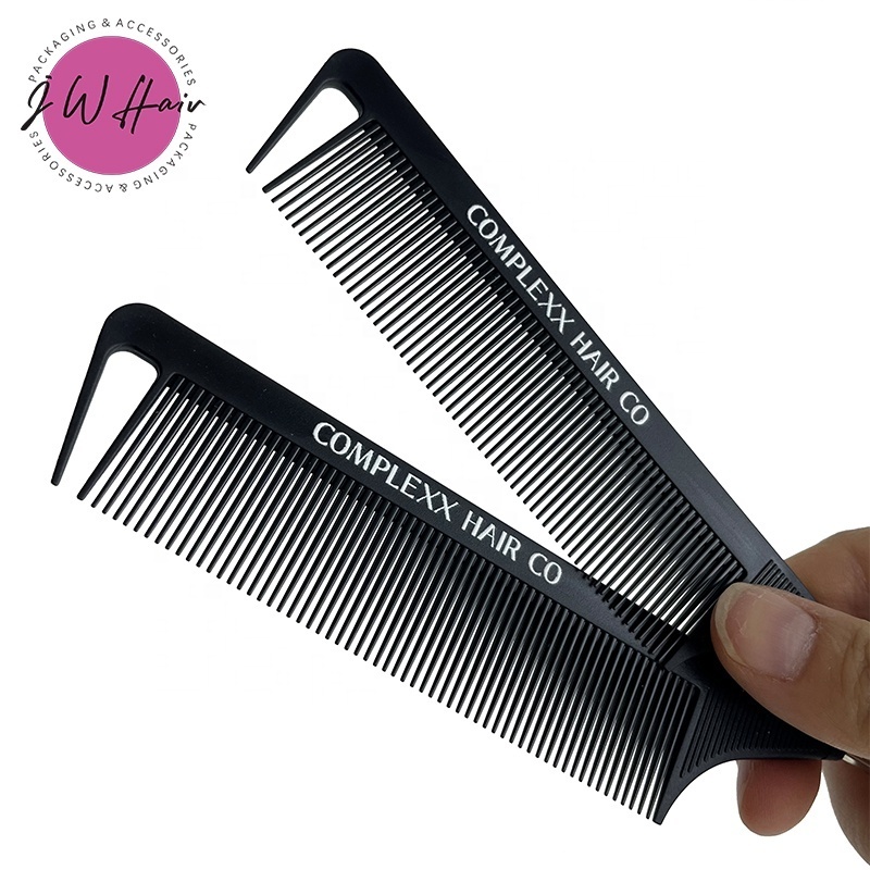 Teasing Combs with Stainless Steel 5 Colors Steel Pin Rat Tail Carbon Fiber Heat Resistant Hair Comb With LOGO