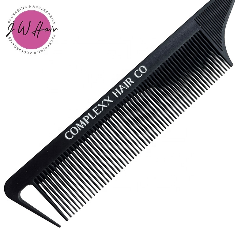 Teasing Combs with Stainless Steel 5 Colors Steel Pin Rat Tail Carbon Fiber Heat Resistant Hair Comb With LOGO