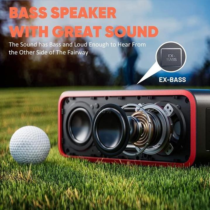 F30 Portable Bluetooths Golf Speaker, Magnetic Wireless Speaker, IPX7 Waterproof Rugged Outdoor Golf Cart Bluetooths Speaker