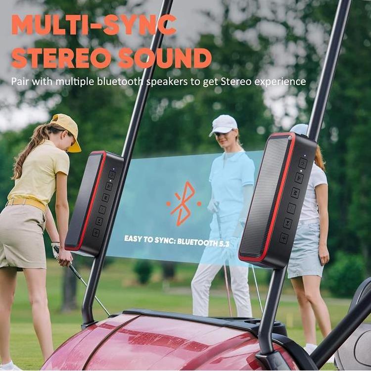 F30 Portable Bluetooths Golf Speaker, Magnetic Wireless Speaker, IPX7 Waterproof Rugged Outdoor Golf Cart Bluetooths Speaker