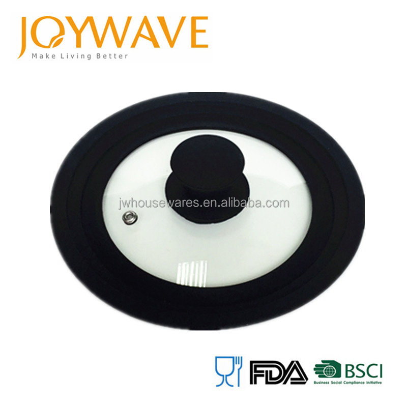 JOYWAVE Popular Multi Silicone Rim Lid Tempered Glass Customized Logo Round Silicon Lids Stainless Steel Lids Pans & Skillets - Fits 7