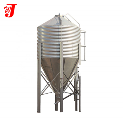 Chicken Farm Feeding Equipment Made Of 275g Galvanized Sheet 3 Tons ~ 35 Tons Of Feed Storage Silos Poultry Feed Silos