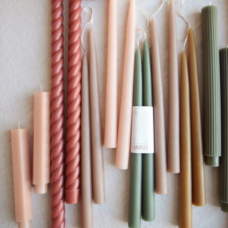 Junda red taper candles scented colored flame candle blush pink taper candle