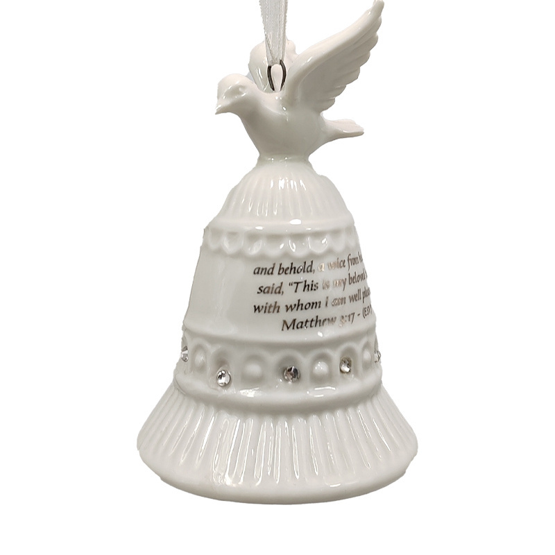 Best Selling Elegant Ceramic Christmas Tree Pendant Pigeon Bell Ornament For Christmas Tree Decorative Accessory