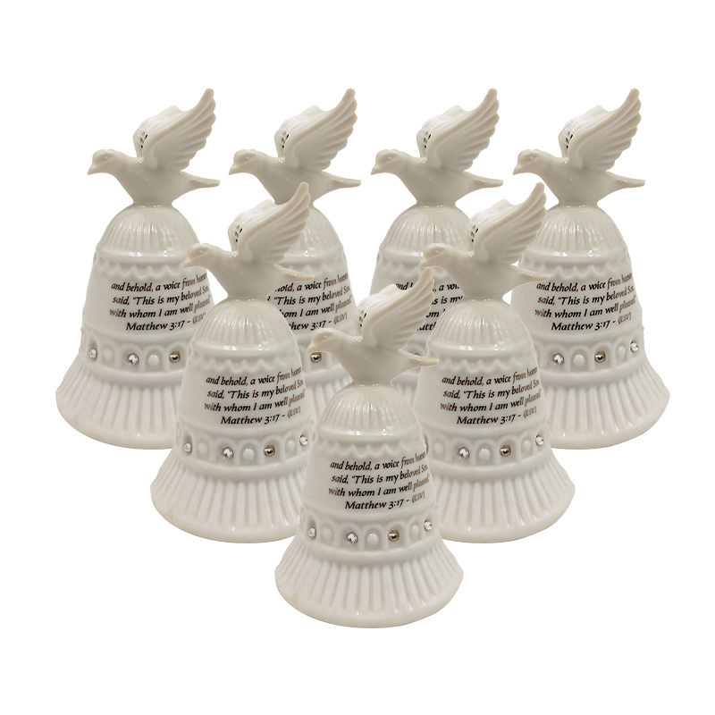 Best Selling Elegant Ceramic Christmas Tree Pendant Pigeon Bell Ornament For Christmas Tree Decorative Accessory