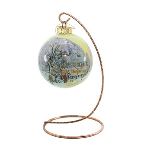 Factory Custom Logo Color Pattern Christmas Hand Blown Glass inside painted Balls for hanging Decorations