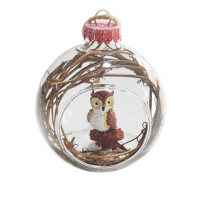 Bernard Owl Animal Resin Figurine Christmas Bauble Ball Glass Clear Ornament Fillable Sublimation Xmas Tree Ornament