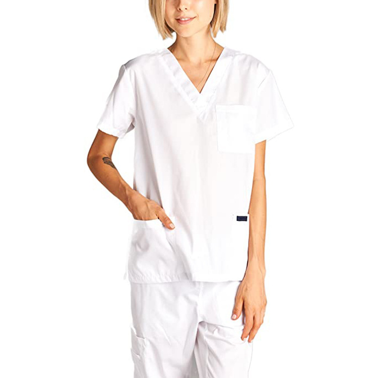 Private Label Model Of Medical Scrubs Uniforms Wholesale Short Sleeve White Medical Uniforms Nursing Hospital Scrubs Sets