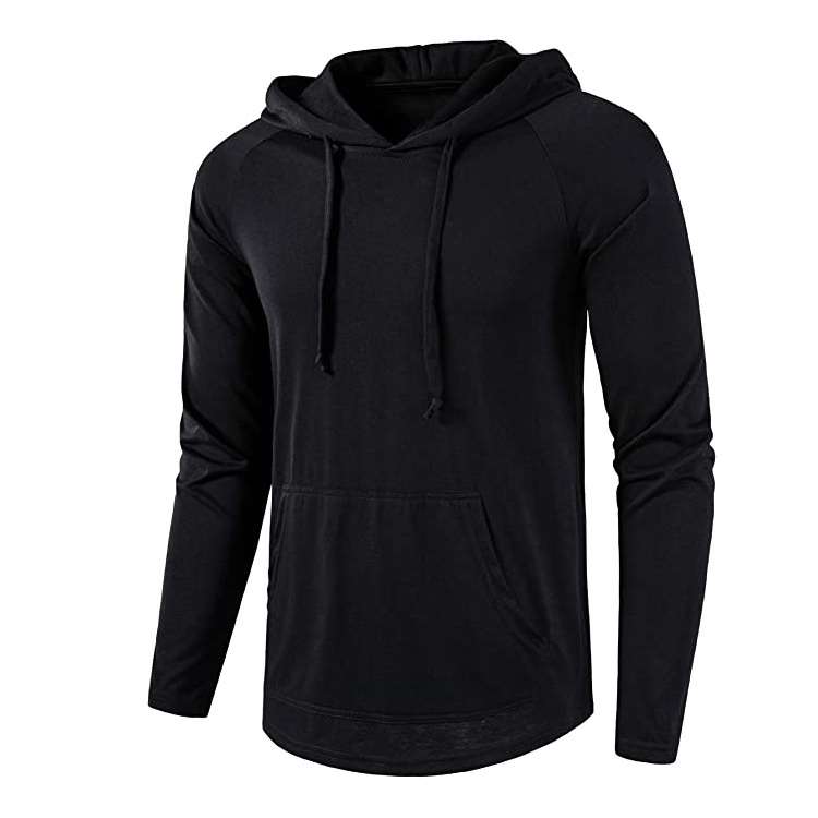 Custom Mens Athletic Long Sleeve Dri Black Fit Hoodies Stylish Men Wholesale Polyester Dry Training Fit Hoodies