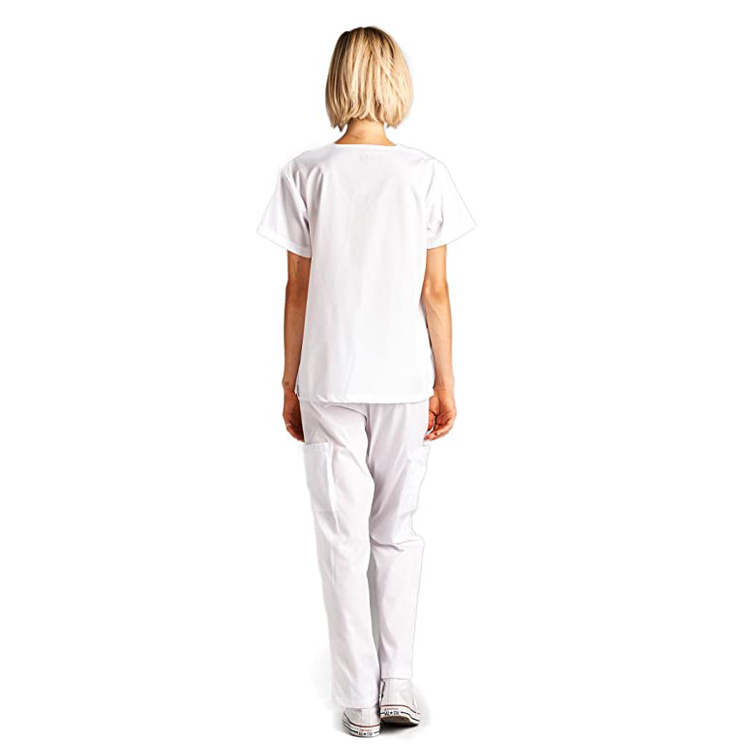 Private Label Model Of Medical Scrubs Uniforms Wholesale Short Sleeve White Medical Uniforms Nursing Hospital Scrubs Sets