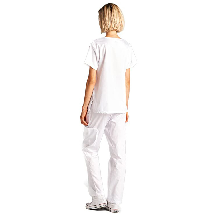 Private Label Model Of Medical Scrubs Uniforms Wholesale Short Sleeve White Medical Uniforms Nursing Hospital Scrubs Sets