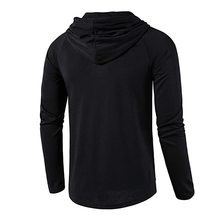 Custom Mens Athletic Long Sleeve Dri Black Fit Hoodies Stylish Men Wholesale Polyester Dry Training Fit Hoodies