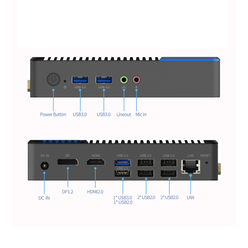 Mini Box PC 4GB 64GB 128GB ram COM Intel Elkhart Lake J6412 CPU Embedded small computer 12V industrial Fanless mini PC